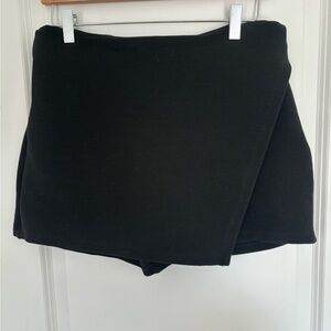 Maeve Black Ribbed Faux Wrap Mini Skort 10